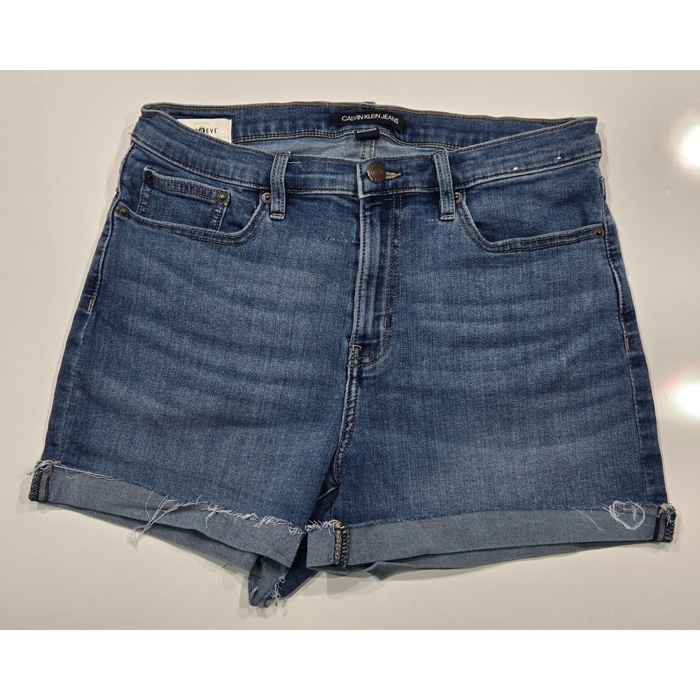 Calvin Klein Jeans Womens Denim Shorts High Rise Cuffed Blue Size 10‎